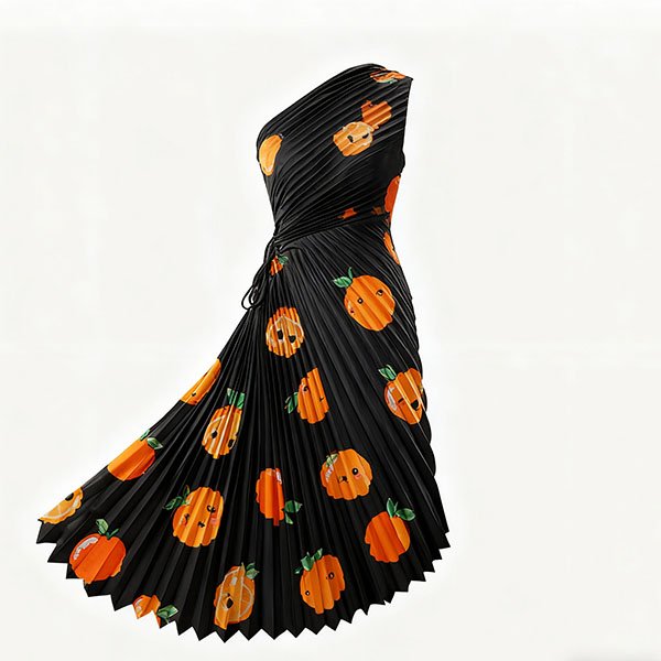 Elegant Pumpkin Element Dress for Women