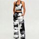 Women's casual black and white camouflage two-piece set with cool design