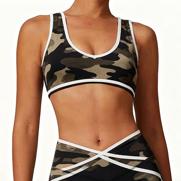 Women's minimalist camouflage design sports top