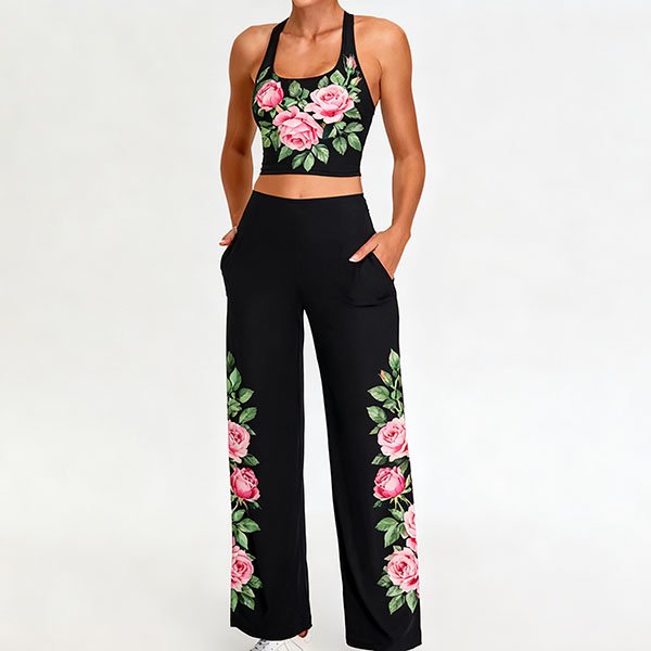 Women's Casual Floral Retro Style Two-Piece Set