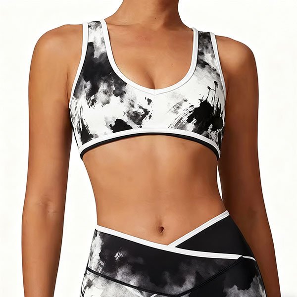 Women's minimalist ink painting style sports top