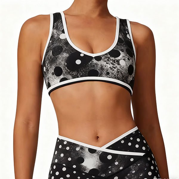 Women's Simple Tie-Dye Polka Dot Design Sports Top